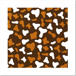 Choco Caramel White Dairy Cow Print Pattern Posters and Art